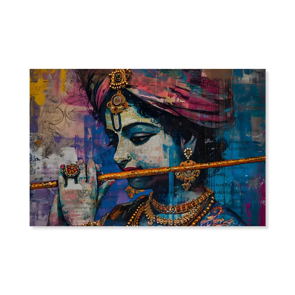 Abstract_Krishna_Flute_Canvas_Art
