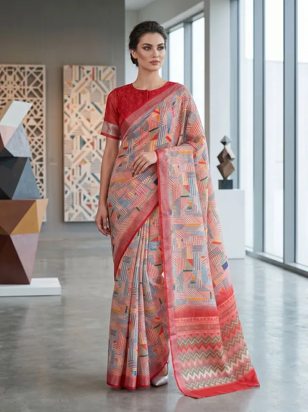 Pink_Multi_Art_Silk_Cotton_Digital_Printed_Saree_with_Silver_Zari_Border