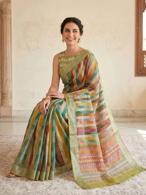 Multi_Color_Digital_Printed_Art_Silk_Cotton_Saree_with_Silver_Zari_Border