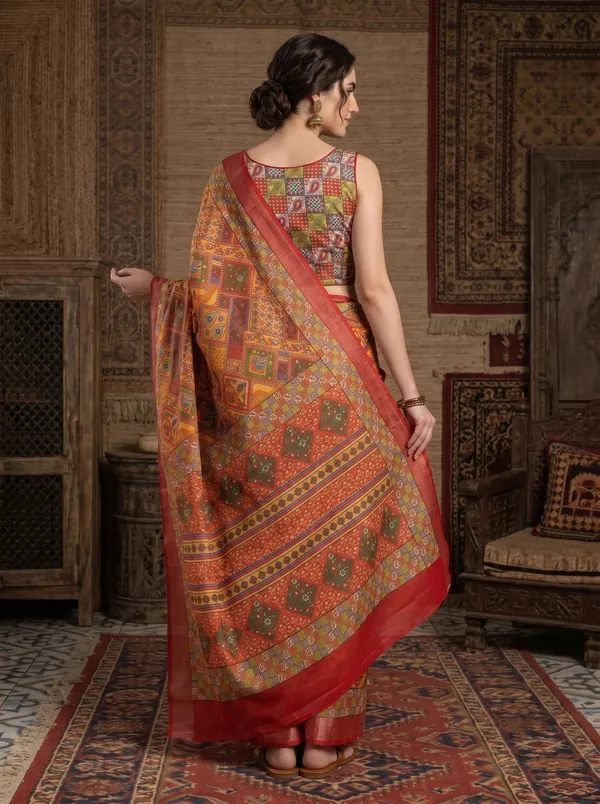 Multi_Color_Digital_Printed_Art_Silk_Cotton_Saree_with_Silver_Zari_Border