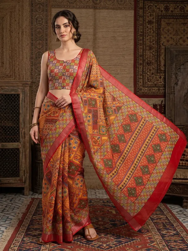 Multi_Color_Digital_Printed_Art_Silk_Cotton_Saree_with_Silver_Zari_Border