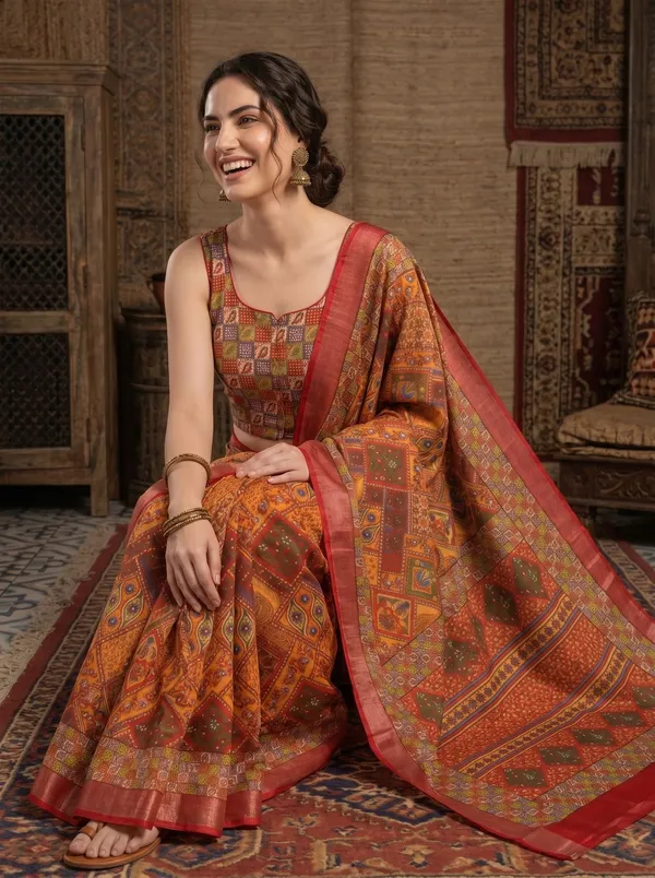Multi_Color_Digital_Printed_Art_Silk_Cotton_Saree_with_Silver_Zari_Border