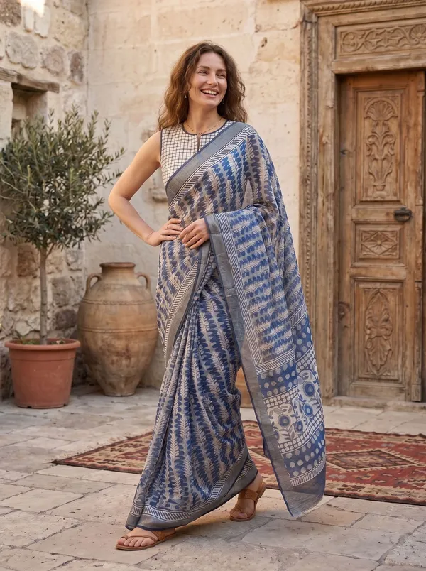 Blue_Digital_Printed_Art_Silk_Cotton_Saree_with_Silver_Zari_Border