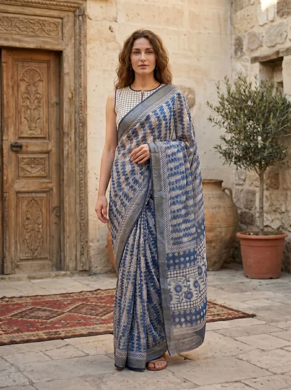 Blue_Digital_Printed_Art_Silk_Cotton_Saree_with_Silver_Zari_Border