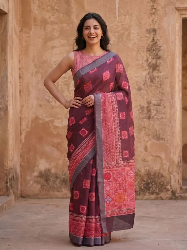 Maroon_Art_Silk_Cotton_Saree_with_Digital_Print_&_Silver_Zari_Border