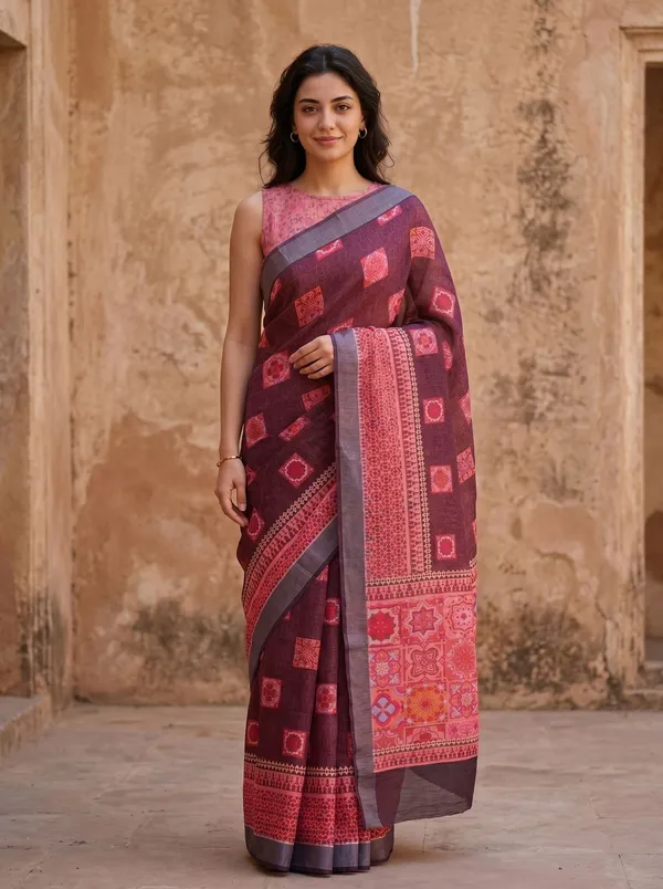 Maroon_Art_Silk_Cotton_Saree_with_Digital_Print_&_Silver_Zari_Border