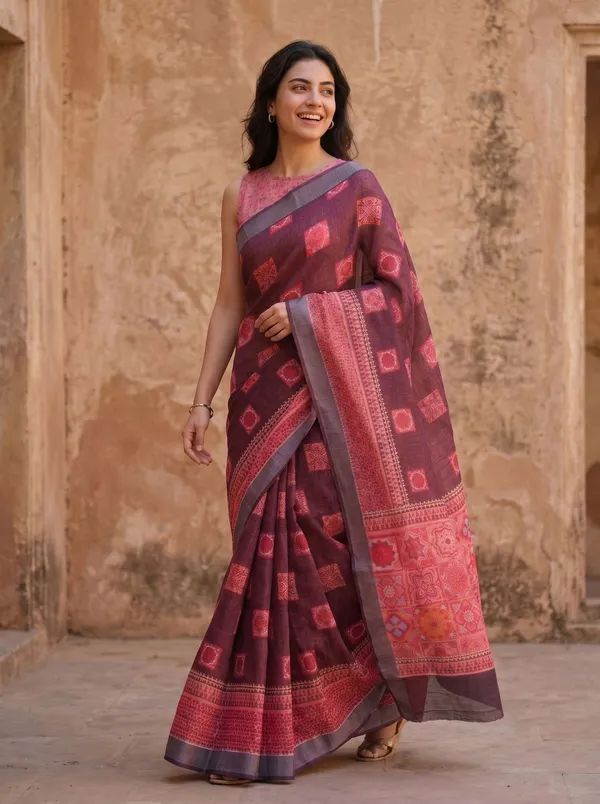 Maroon_Art_Silk_Cotton_Saree_with_Digital_Print_&_Silver_Zari_Border