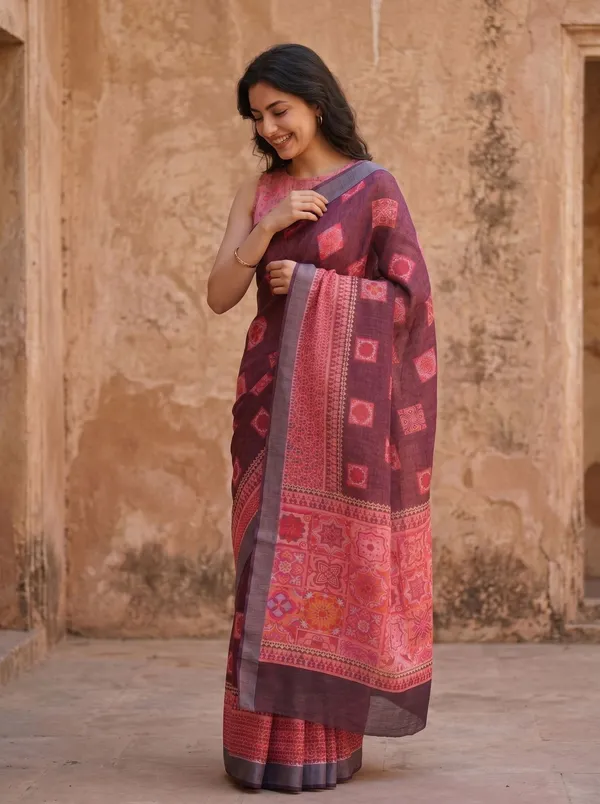 Maroon_Art_Silk_Cotton_Saree_with_Digital_Print_&_Silver_Zari_Border