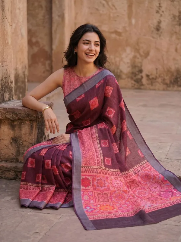 Maroon_Art_Silk_Cotton_Saree_with_Digital_Print_&_Silver_Zari_Border