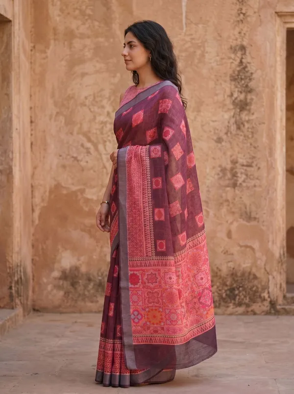 Maroon_Art_Silk_Cotton_Saree_with_Digital_Print_&_Silver_Zari_Border