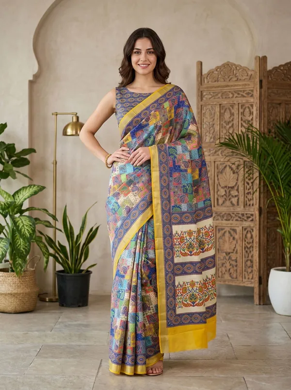 Multi-Color_Art_Silk_Cotton_Saree_with_Silver_Zari_Border_&_Digital_Print