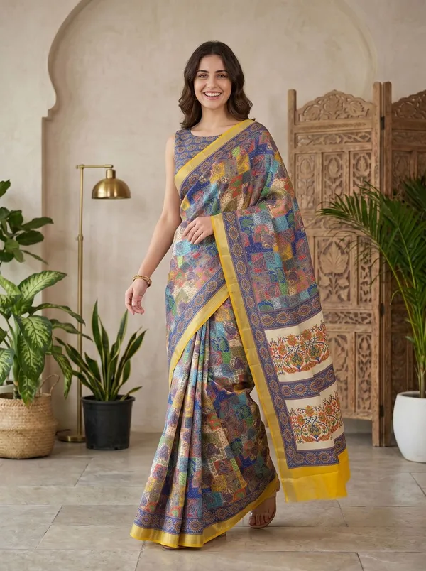 Multi-Color_Art_Silk_Cotton_Saree_with_Silver_Zari_Border_&_Digital_Print