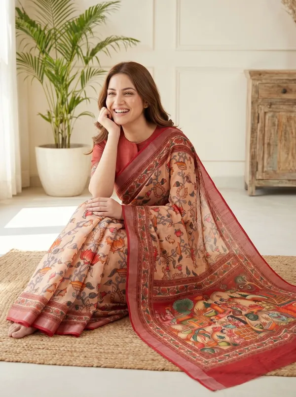 Peach_Art_Silk_Cotton_Saree_with_Silver_Zari_Border_&_Digital_Floral_Print