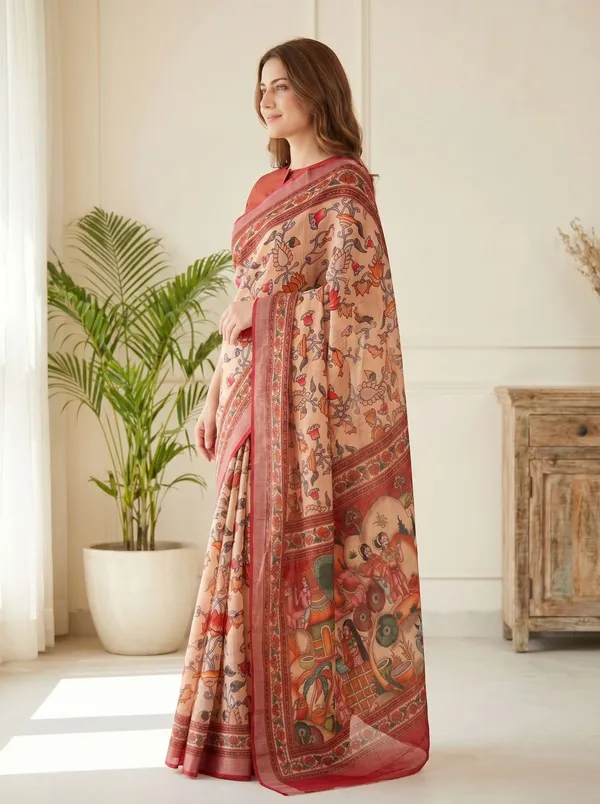 Peach_Art_Silk_Cotton_Saree_with_Silver_Zari_Border_&_Digital_Floral_Print