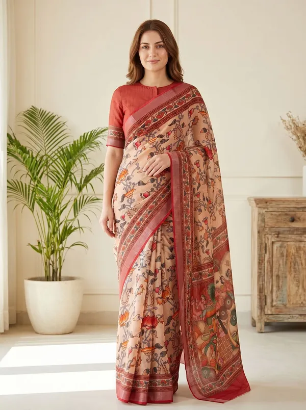 Peach_Art_Silk_Cotton_Saree_with_Silver_Zari_Border_&_Digital_Floral_Print