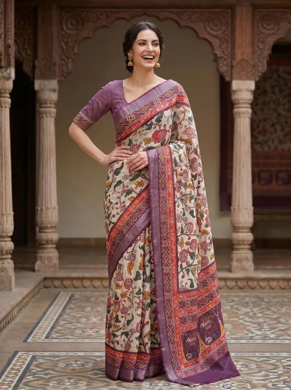 Off_White_Art_Silk_Cotton_Digital_Printed_Saree_|_Silver_Zari_Border_|_Blouse