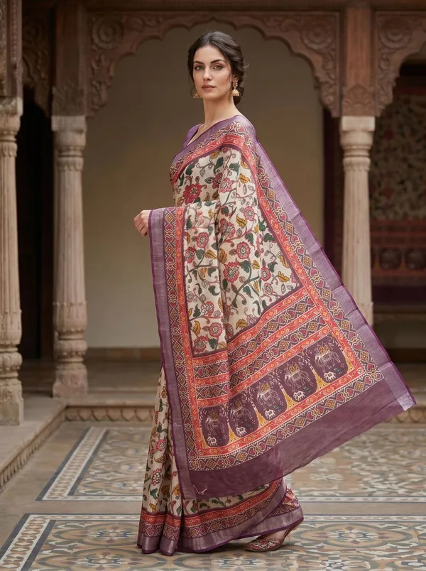 Off_White_Art_Silk_Cotton_Digital_Printed_Saree_|_Silver_Zari_Border_|_Blouse