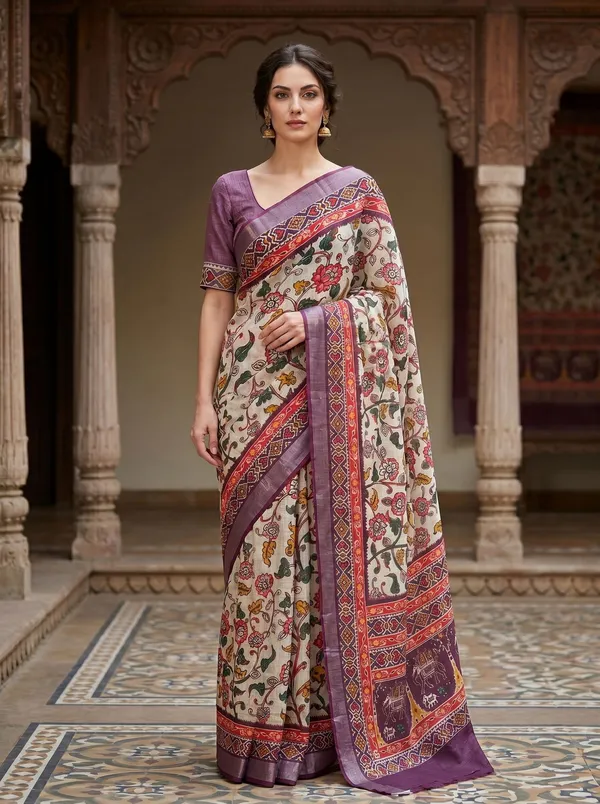 Off_White_Art_Silk_Cotton_Digital_Printed_Saree_|_Silver_Zari_Border_|_Blouse