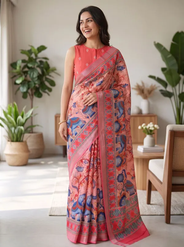 Pink_Digital_Print_Art_Silk_Cotton_Saree_|_Elephant_&_Floral_Print