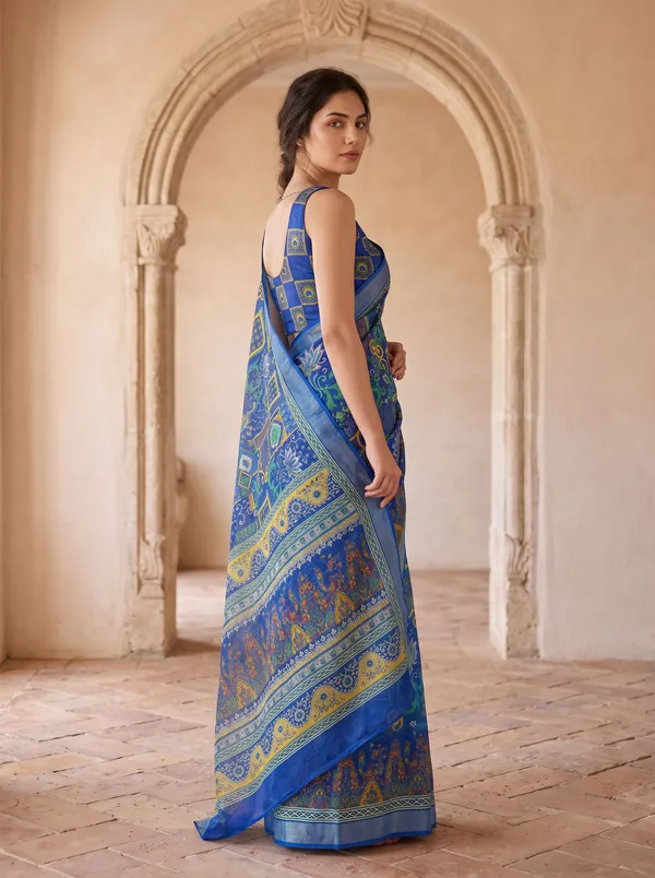 Blue_Art_Silk_Digital_Print_Saree_with_Zari_Border_Style_&_Printed_Blouse