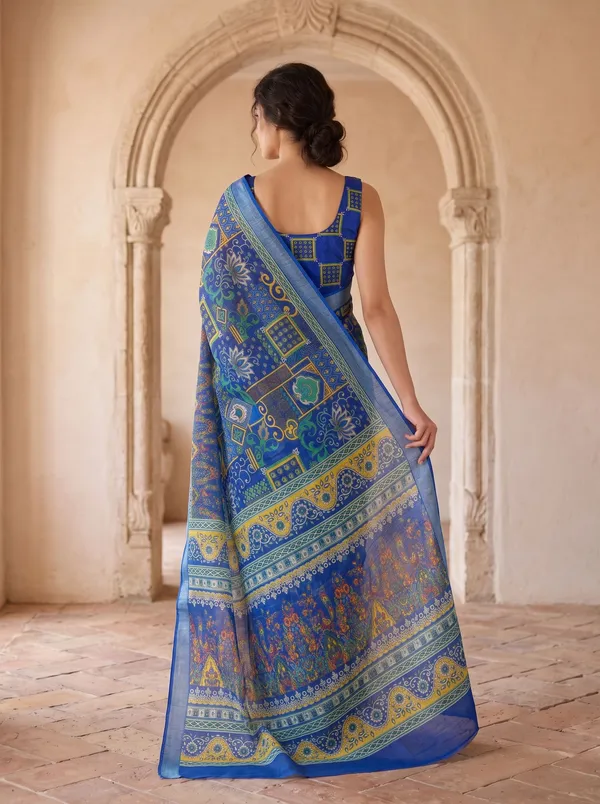 Blue_Art_Silk_Digital_Print_Saree_with_Zari_Border_Style_&_Printed_Blouse