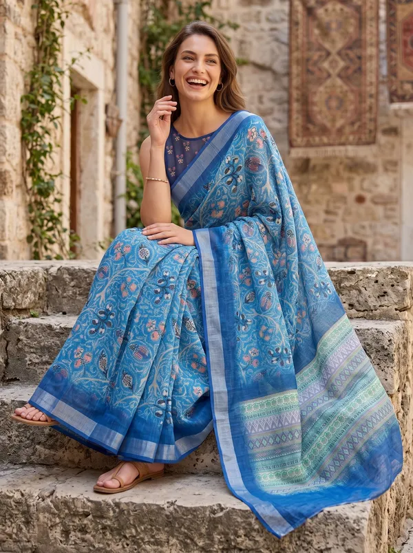 Blue_Art_Silk_Cotton_Digital_Print_Saree_with_Floral_Design_&_Silver_Zari_Border