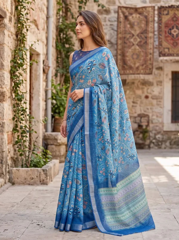 Blue_Art_Silk_Cotton_Digital_Print_Saree_with_Floral_Design_&_Silver_Zari_Border