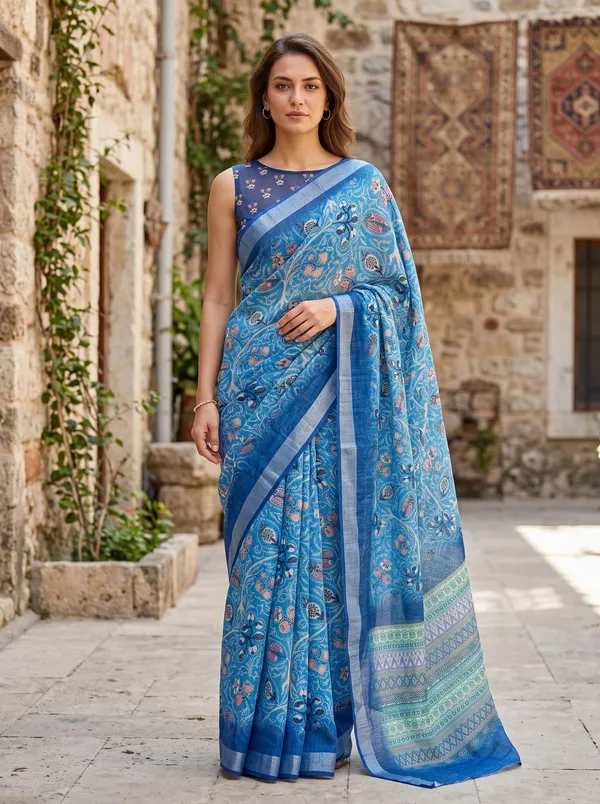 Blue_Art_Silk_Cotton_Digital_Print_Saree_with_Floral_Design_&_Silver_Zari_Border