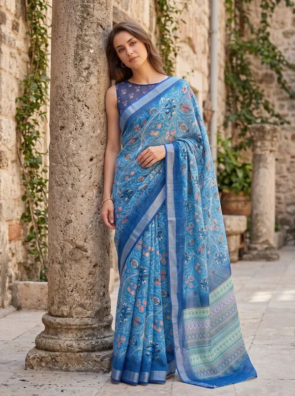 Blue_Art_Silk_Cotton_Digital_Print_Saree_with_Floral_Design_&_Silver_Zari_Border