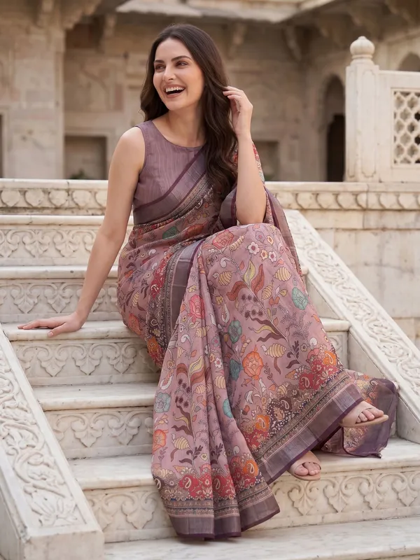 Mauve_Art_Silk_Digital_Floral_Saree_with_Silver_Zari_Border_&_Printed_Blouse