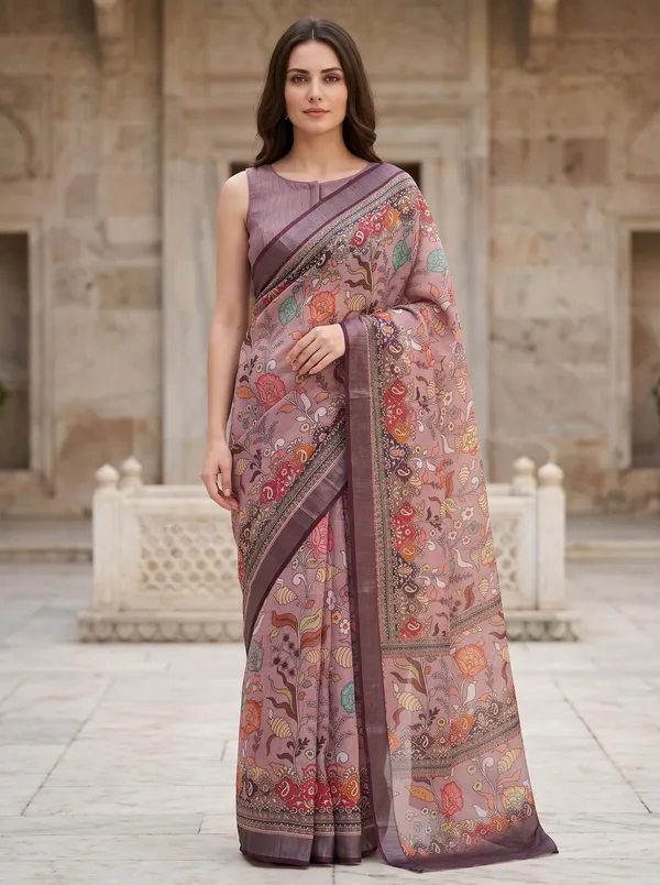 Mauve_Art_Silk_Digital_Floral_Saree_with_Silver_Zari_Border_&_Printed_Blouse