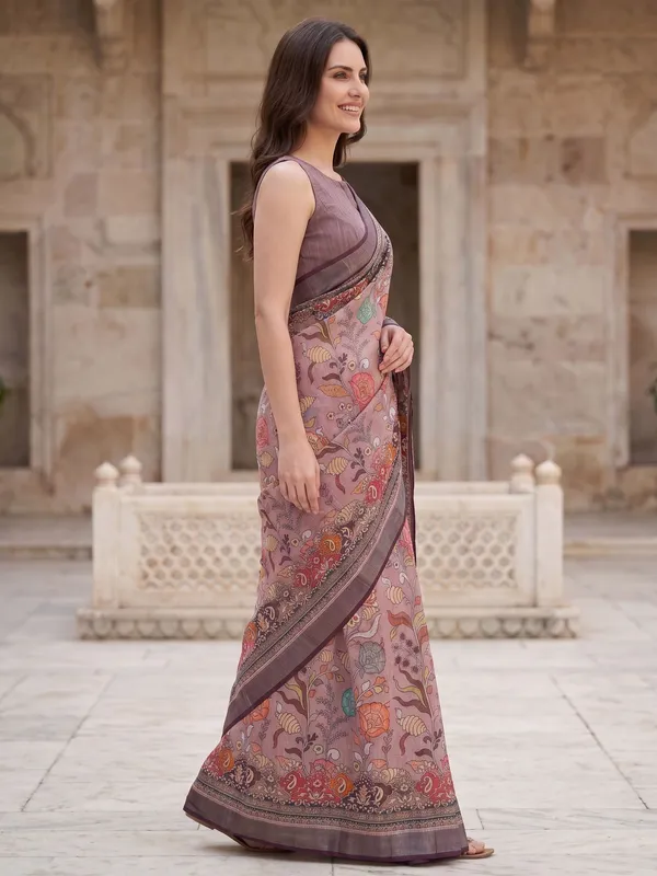 Mauve_Art_Silk_Digital_Floral_Saree_with_Silver_Zari_Border_&_Printed_Blouse