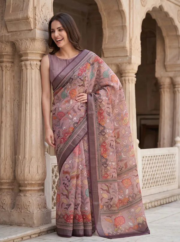 Mauve_Art_Silk_Digital_Floral_Saree_with_Silver_Zari_Border_&_Printed_Blouse