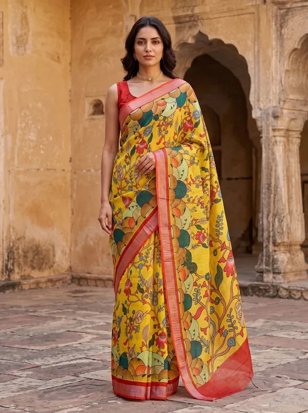 Yellow_Art_Silk_Digital_Print_Saree_with_Floral_Motifs_&_Red_Silver_Zari_Border