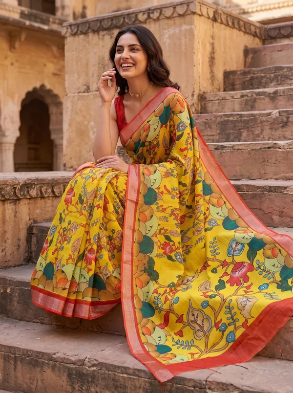 Yellow_Art_Silk_Digital_Print_Saree_with_Floral_Motifs_&_Red_Silver_Zari_Border
