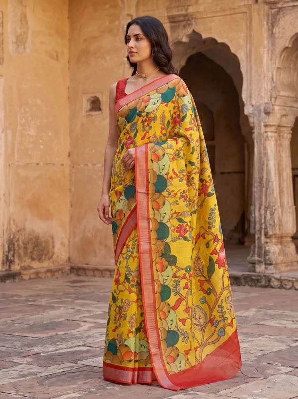 Yellow_Art_Silk_Digital_Print_Saree_with_Floral_Motifs_&_Red_Silver_Zari_Border