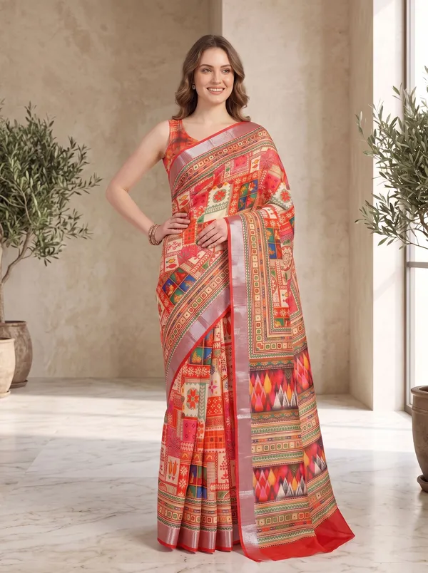 Multi_Digital_Print_Art_Silk_Cotton_Saree_with_Red_Silver_Zari_Border