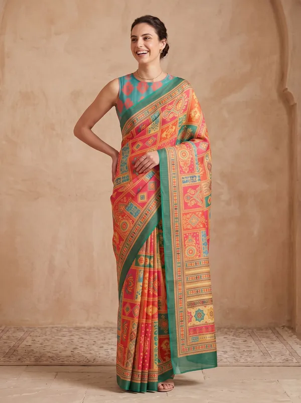 Vibrant_Multi-color_Digital_Print_Art_Silk_Cotton_Saree_with_Silver_Zari_Border