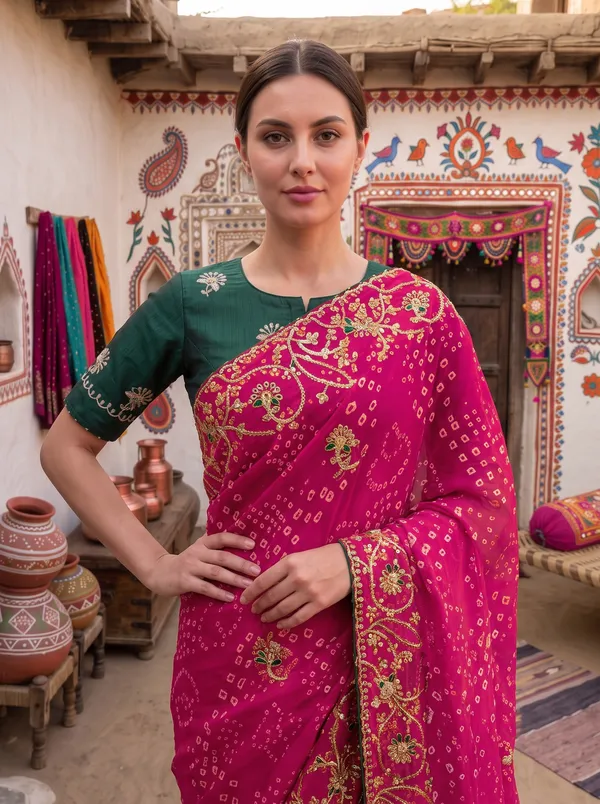 Women's_Embroidered_Georgette_Silk_Bandhani_Saree_with_Unstitched_Blouse