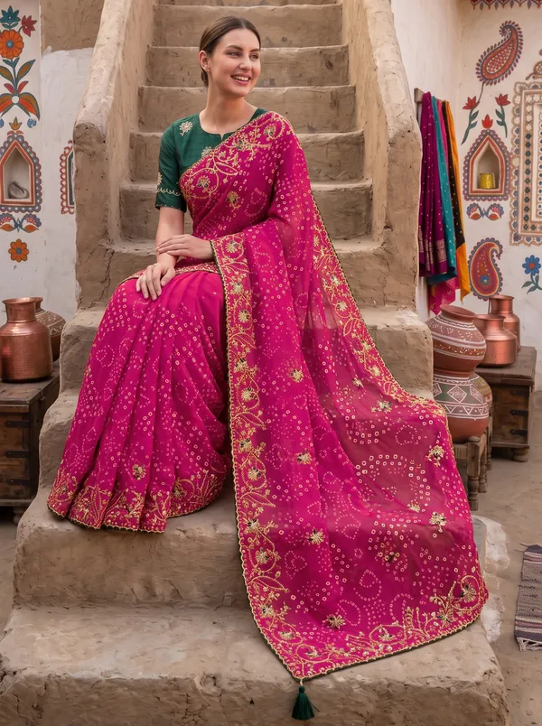 Women's_Embroidered_Georgette_Silk_Bandhani_Saree_with_Unstitched_Blouse
