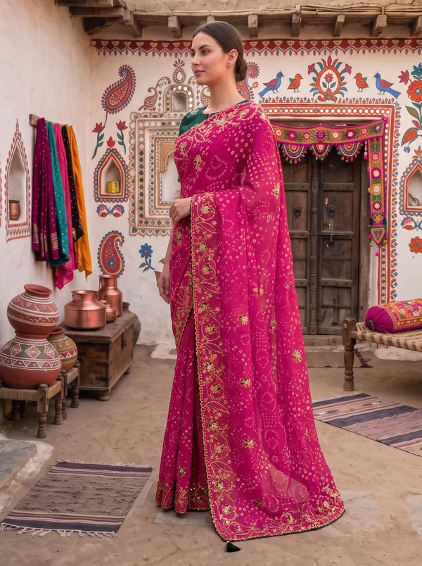 Women's_Embroidered_Georgette_Silk_Bandhani_Saree_with_Unstitched_Blouse