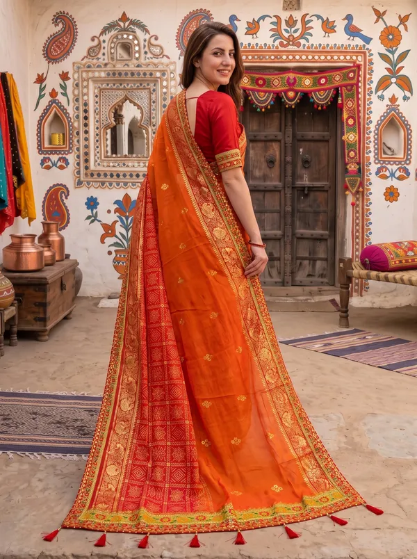 Women's_Georgette_Silk_Embroidered_Bandhani_Saree_with_Unstitched_Blouse