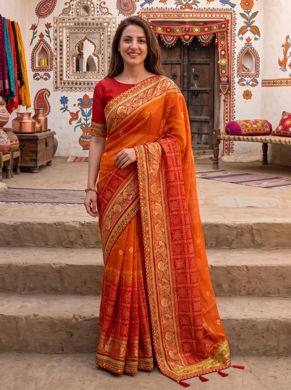 Women's_Georgette_Silk_Embroidered_Bandhani_Saree_with_Unstitched_Blouse