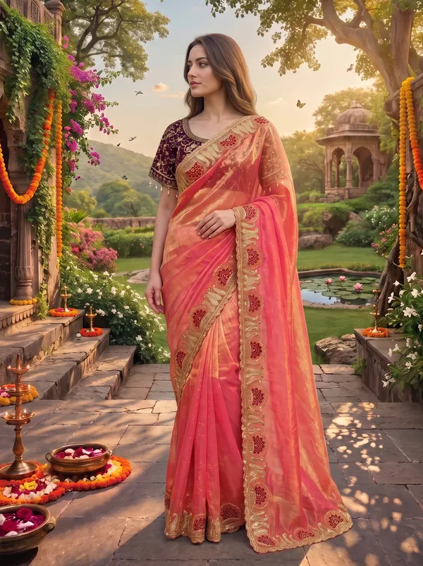 Women's_Georgette_Satin_Embroidered_Saree_with_Zari_&_Stitched_Blouse