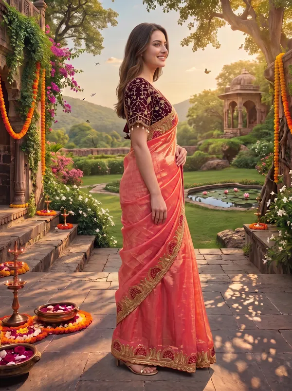 Women's_Georgette_Satin_Embroidered_Saree_with_Zari_&_Stitched_Blouse