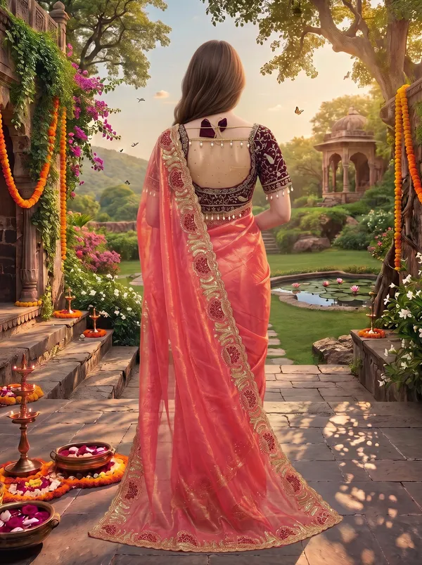 Women's_Georgette_Satin_Embroidered_Saree_with_Zari_&_Stitched_Blouse