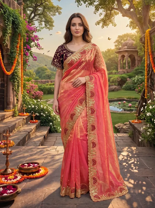 Women's_Georgette_Satin_Embroidered_Saree_with_Zari_&_Stitched_Blouse
