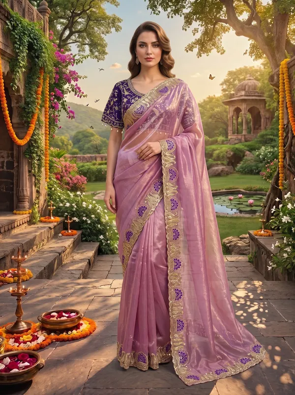 Women's_Georgette_Satin_Embroidered_Saree_with_Zari_&_Stitched_Blouse