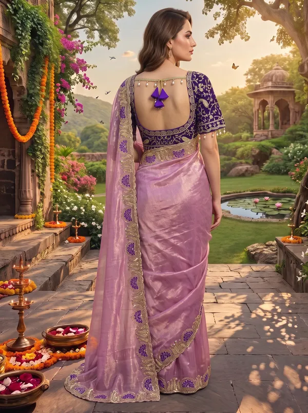 Women's_Georgette_Satin_Embroidered_Saree_with_Zari_&_Stitched_Blouse