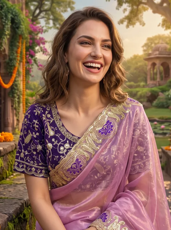 Women's_Georgette_Satin_Embroidered_Saree_with_Zari_&_Stitched_Blouse